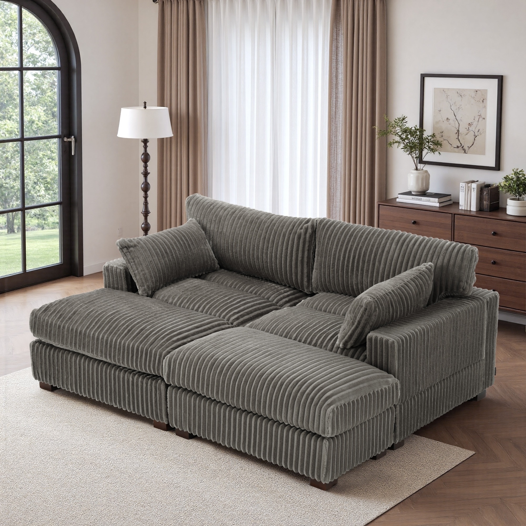 Modren Plush Oversized Modular Sectional Sofa Set with Chaise&Ottoman.
