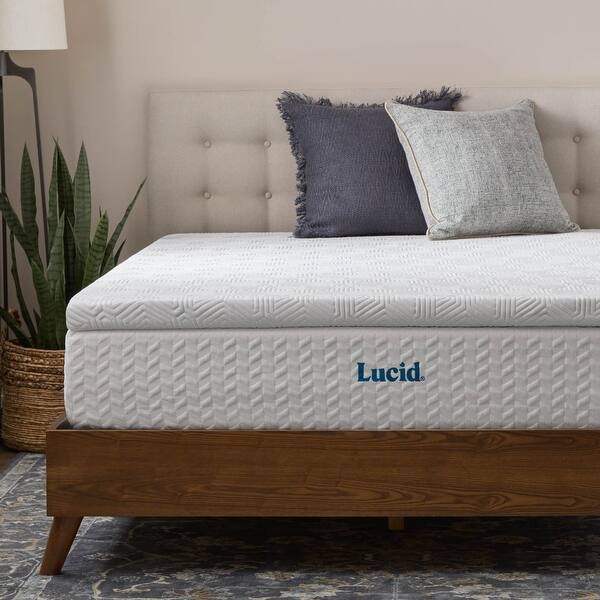 Lucid Comfort Collection Bamboo Charcoal and Gel Memory Foam Covered Mattress Topper 2,3,4 inch - N/A
