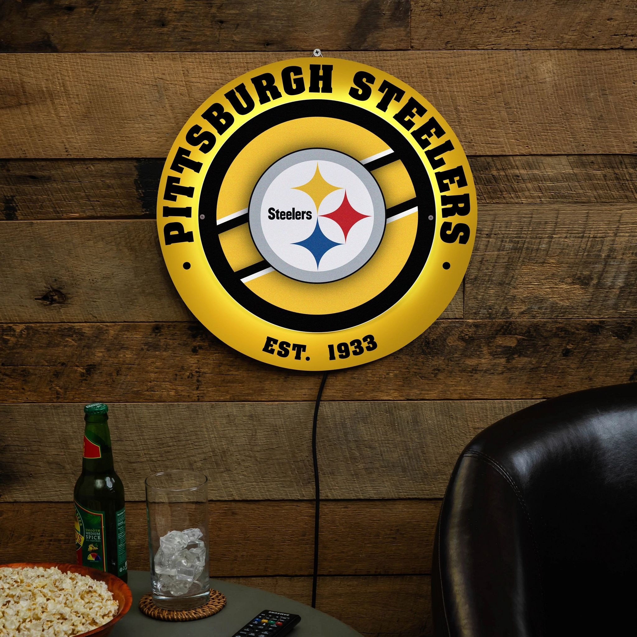 Pittsburgh Steelers LED Metal Lit Wall Sign Decor