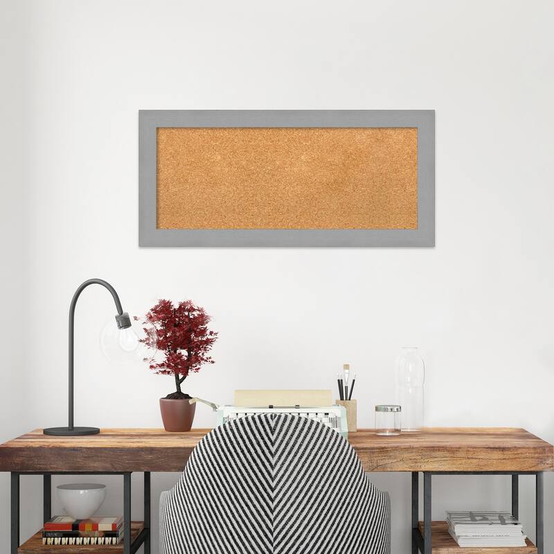 Brushed Nickel Framed Cork Bulletin Memo Board