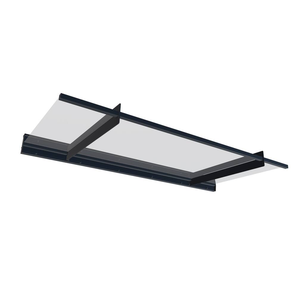 Nancy 3 ft. Gray/Clear Door and Window Fixed Awning with Siding Connector Kit