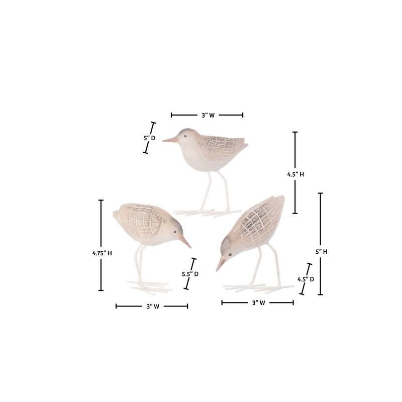 5" Resin And Metal Sand Piper Set of 3