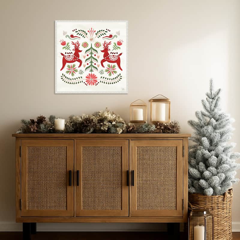 Festive Season II by Dina June (22 x 22 in.), Framed Canvas Wall Art Print - Sylvie Beaded White