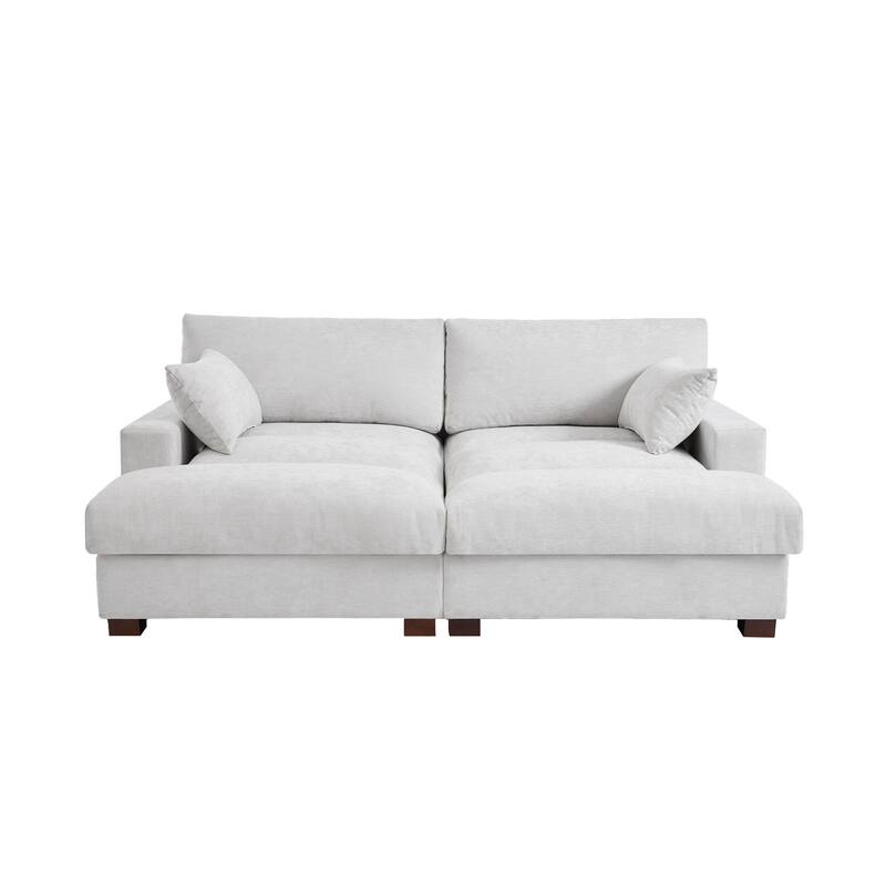 82.5"W Chenille Upholstered Sectional Modular Sofa With Chaise