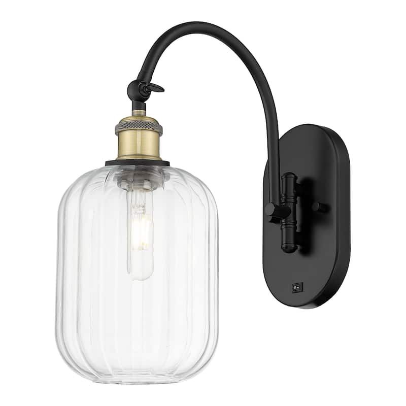 Innovations Lighting 918-1W-16-7 Preston Sconce Preston 16" Tall Wall - Black Antique Brass / Clear