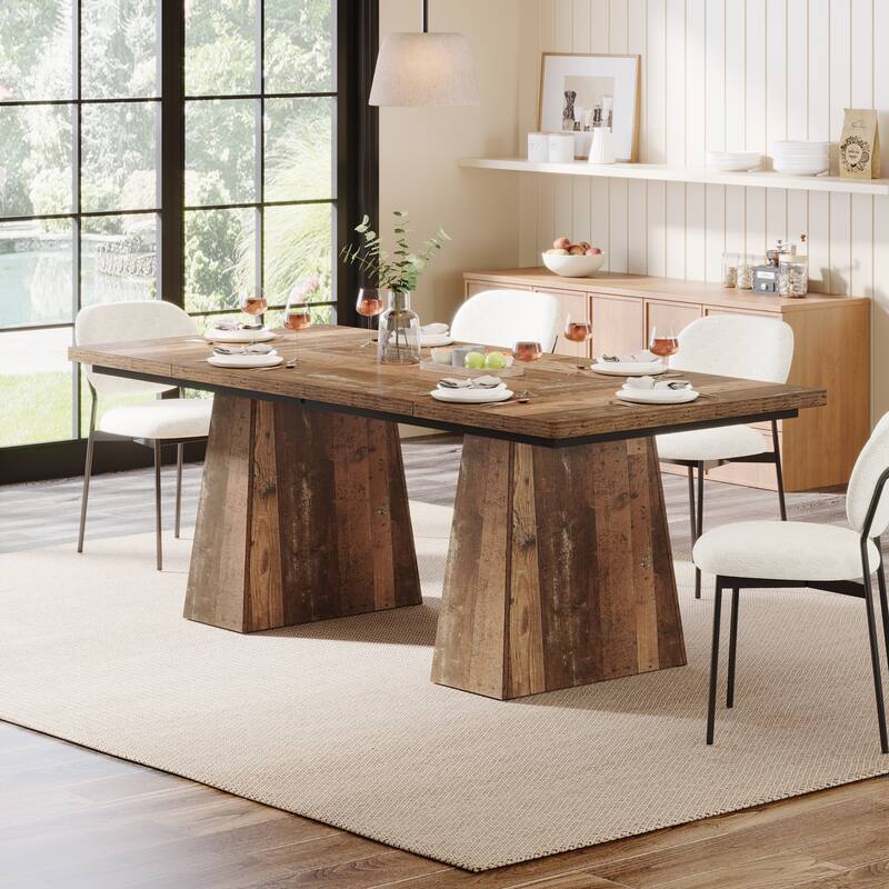 63 Inches Farmhouse Kitchen Dining Table for 4-6 - Brown