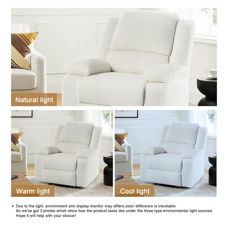 Corduroy Manual Recliner Glider Club Chair with Footrest