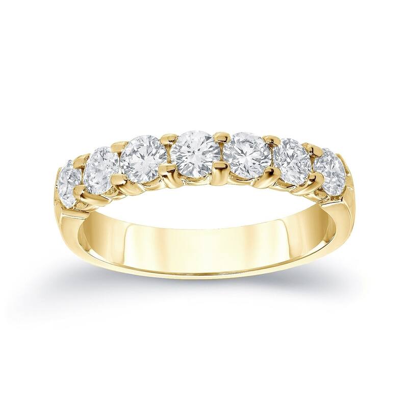 Auriya 14k Gold 1/2ctw Round 7 Stone Diamond Wedding Band - Yellow - 4