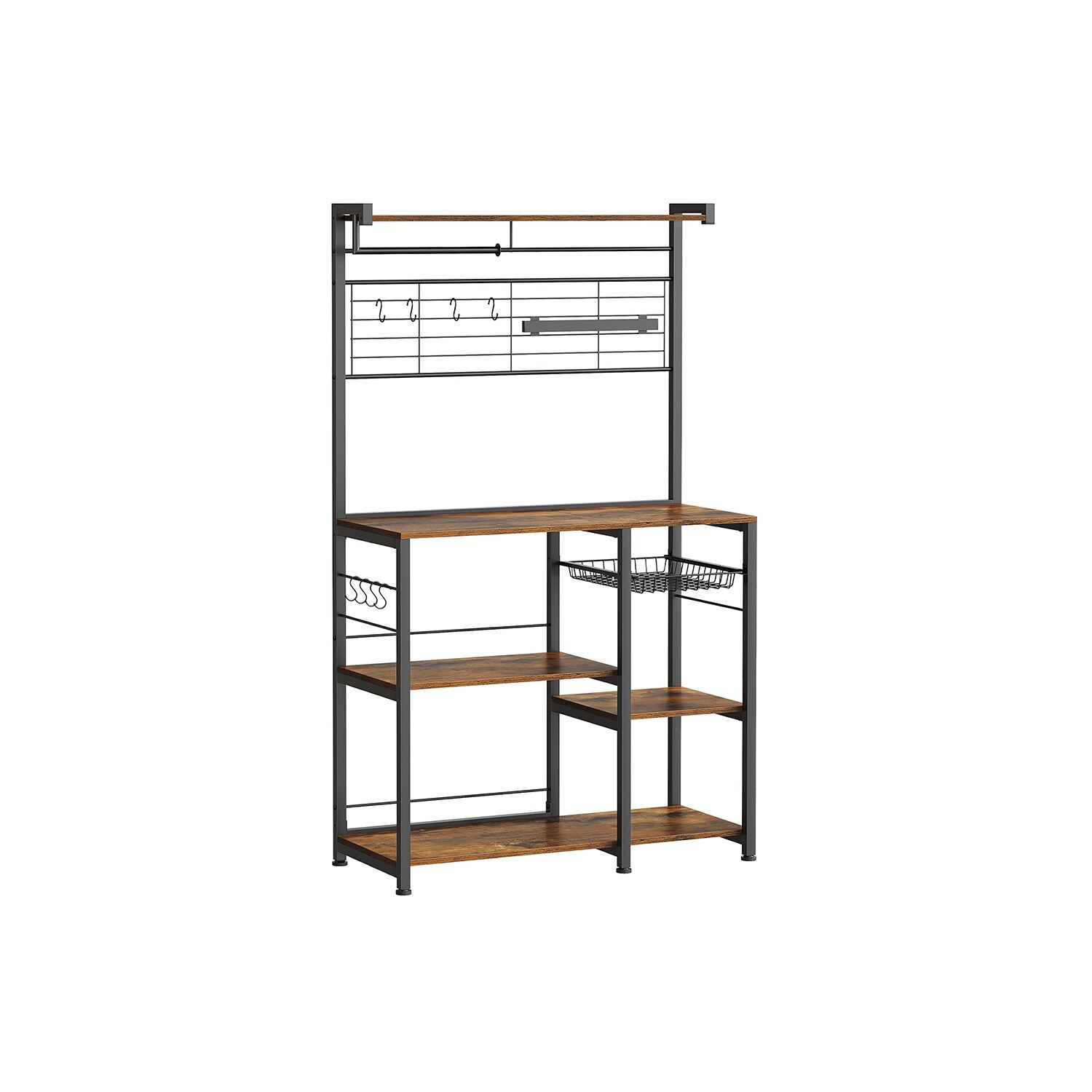 Cheflaud Rolling Kitchen Storage Cart Island with Large Open Shelves and Large Worktop, 3-Tier Kitchen Baker’s Rack with 10 Hooks, Stable Steel