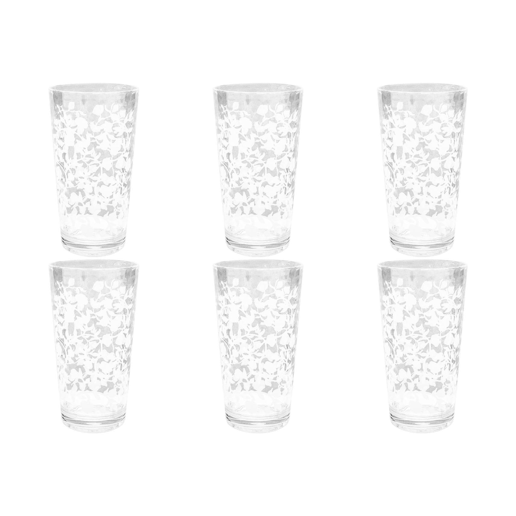 Abode Homewares Vines Acrylic Etch Drinking Glass - Clear - Set of 6