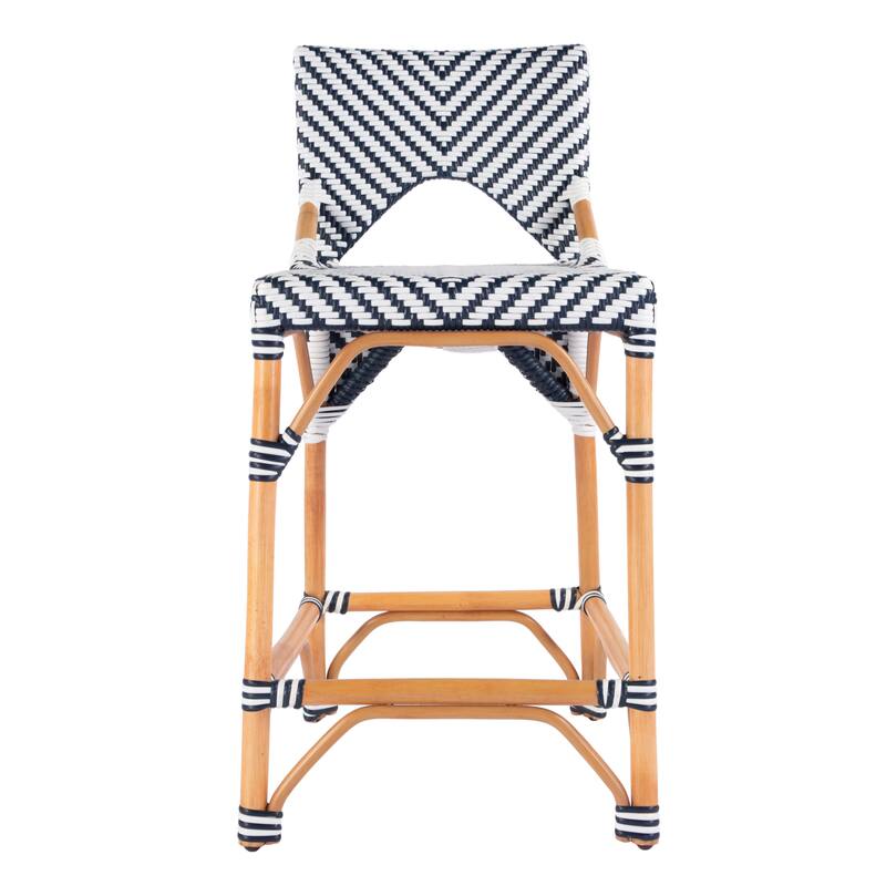 Creanly 25.25"H Seat Rattan Counter Stool with Back