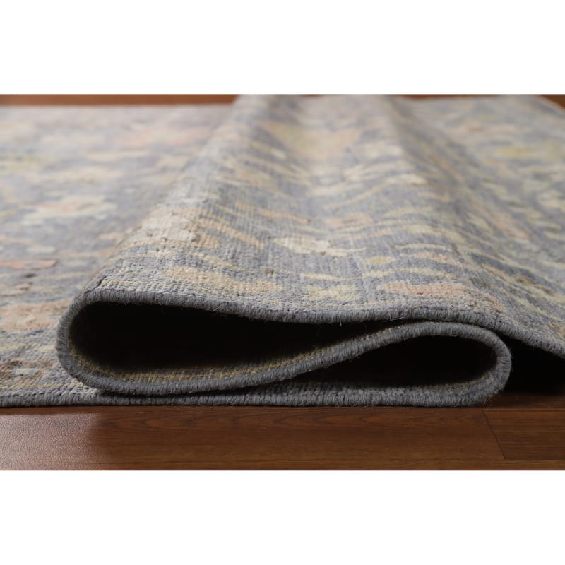 Hand Knotted Oriental 100% Wool Carpet Transitional All-Over Navy Blue & Blues Oushak Area Rug - 10' 3'' X 8' 0''