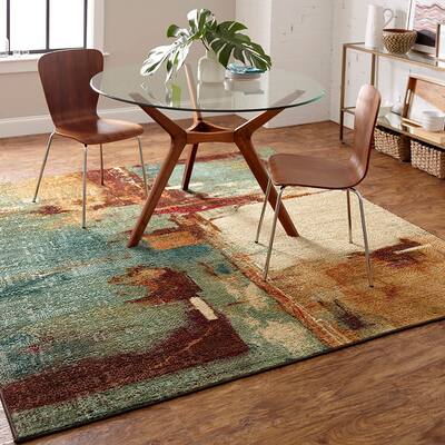 Mohawk Home Aqua Fusion Abstract Modern Area Rug