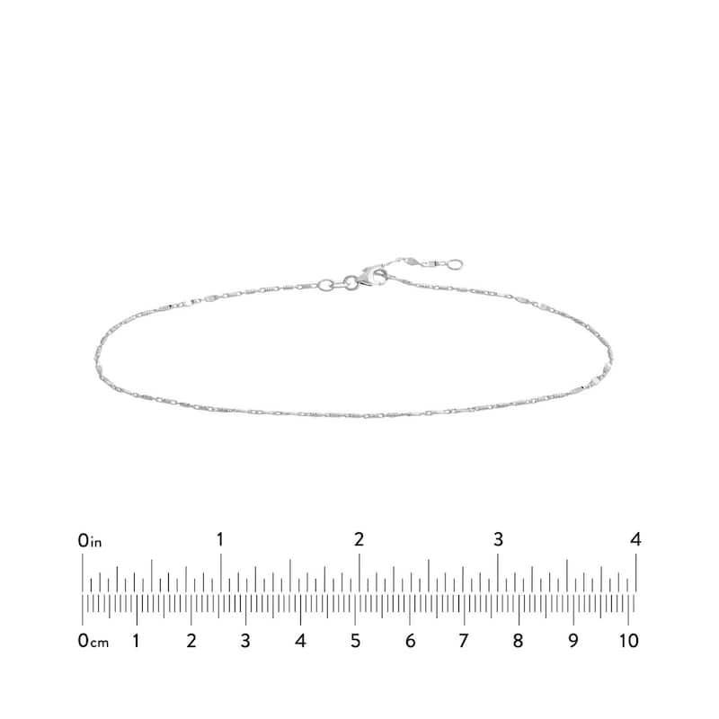 Curata 14k White or Yellow Gold 10" 0.95 Cable 3 Station Oval Bead Station Anklet Ankle Bracelet