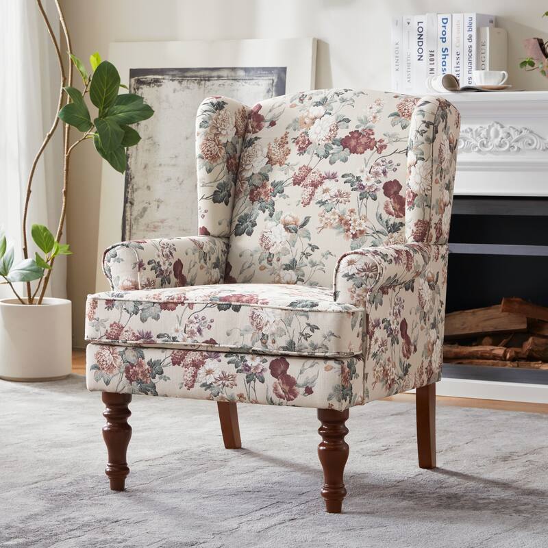 Accent Arm Chair with Turned Legs and Round Arms