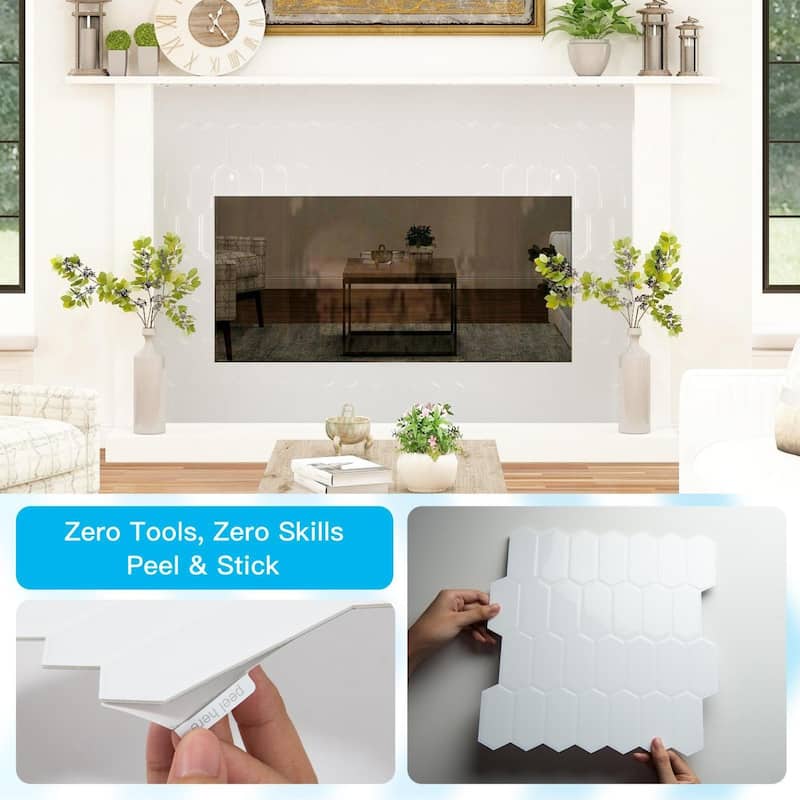 Art3d 10pcs Peel and Stick Backsplash Thickened Wall Tiles, 12''x12'', Cover 10 Sq.Ft.