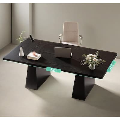 Wood Executive Desk Modern Double Pedestal Large Office