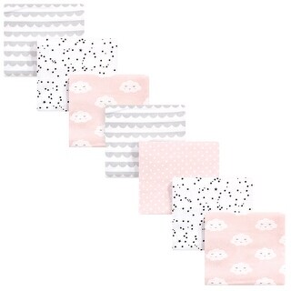 Hudson Baby Infant Girl Cotton Flannel Receiving Blankets Bundle, Pink Clouds, One Size - Pink Clouds - One Size