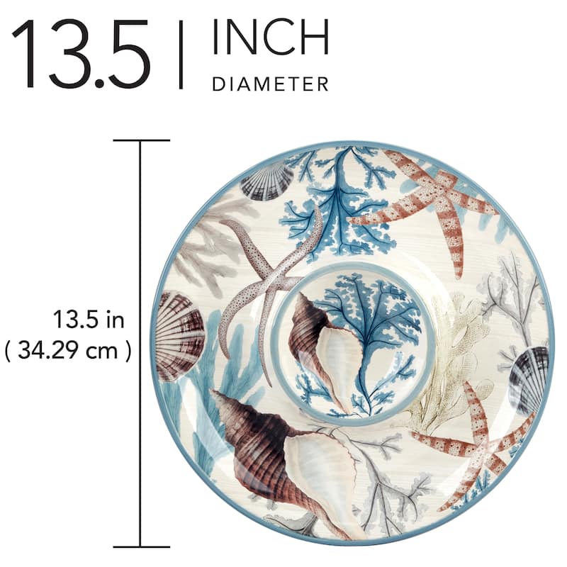 Certified International Beyond the Shore Chip & Dip - 13.5" Diam x 1.5"