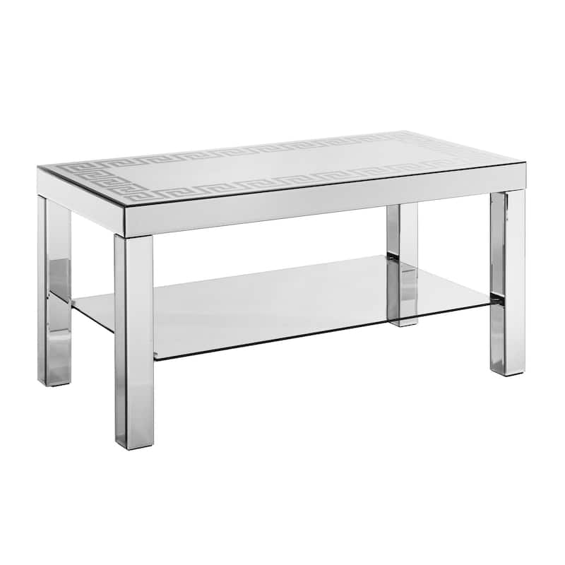 Curved Border Carved Mirror Coffee Table
