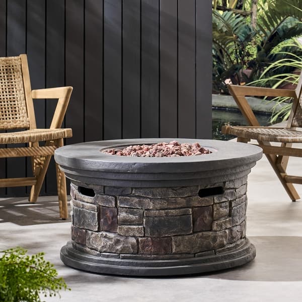 Chesney Lightweight Concrete Outdoor 40,000 BTU Circular Fire Pit (No ...