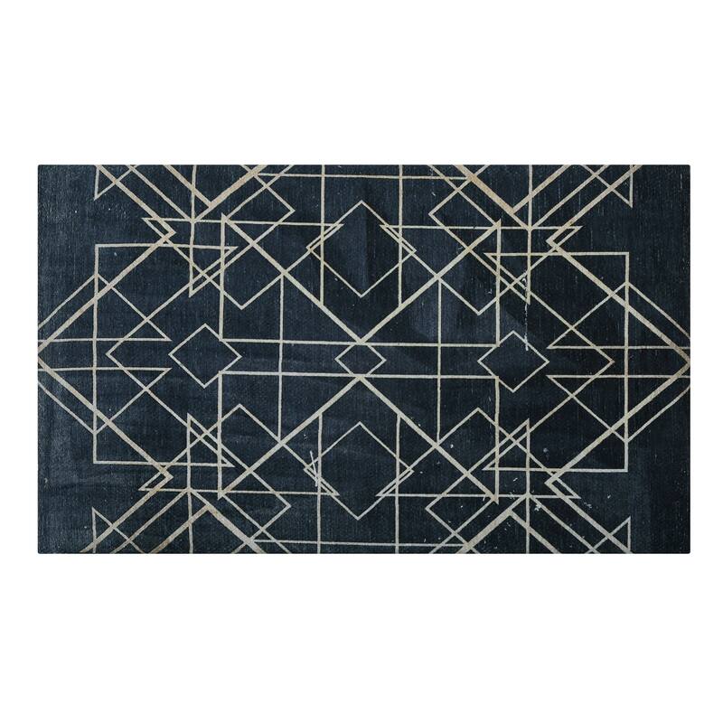 Luxurious Woven Cotton Cushioned Thick Kitchen Mat Rug - Anti-Fatigue, Anti-Skid, - 18''x30'' - Navy