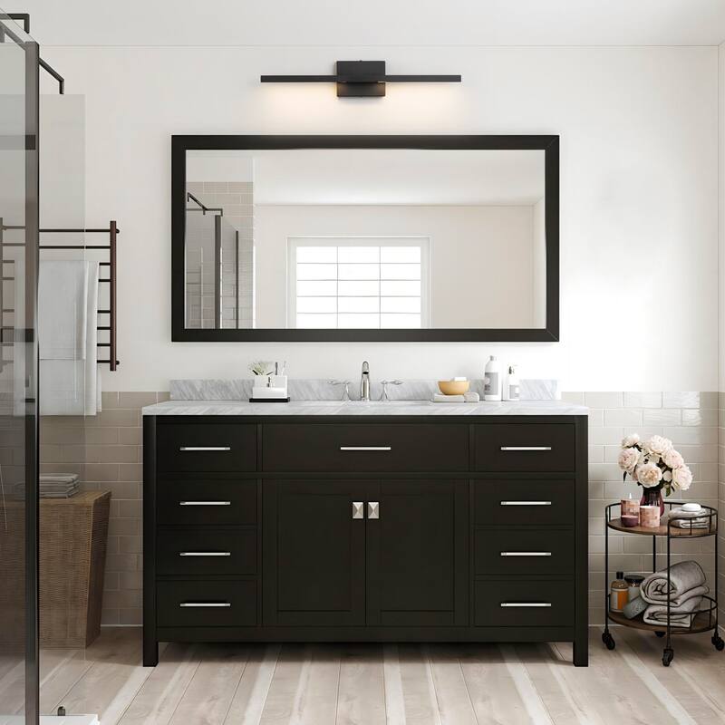 23.6" W Modern Matte Black/Stained Nickel 3000K Dimmable LED Bathroom Vanity Wall Light