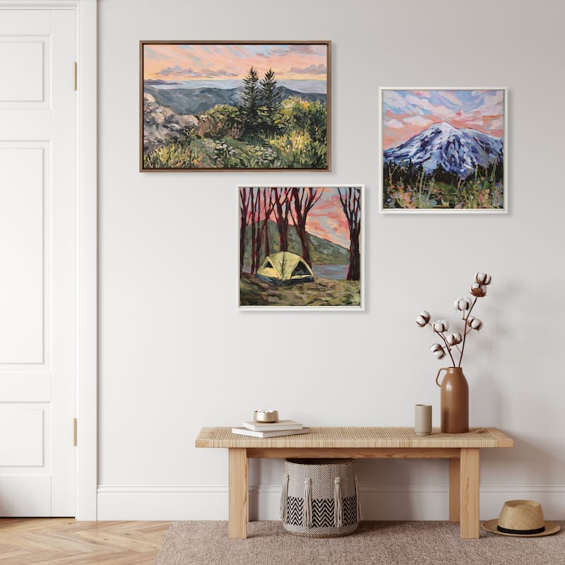 Kate and Laurel Sylvie Maine Sunrise Framed Canvas by Emily Kenney