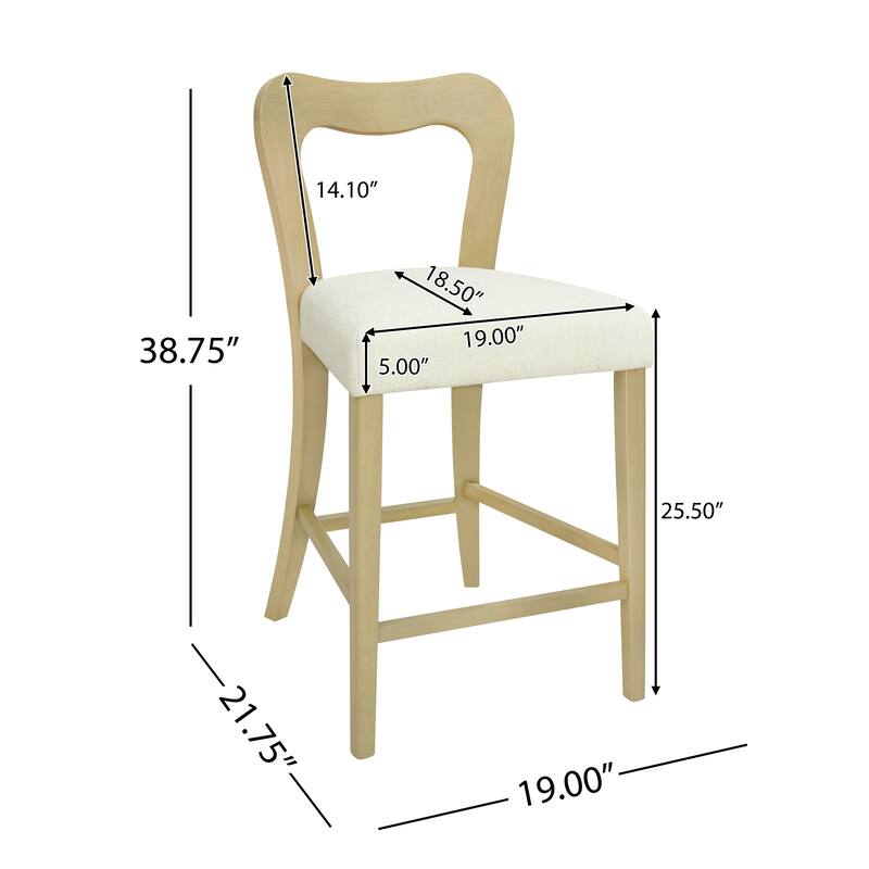 Roomfitters Counter Stool Set of 2, Modern Kitchen Bar Stool with Upholstered Seat and Wood Frame