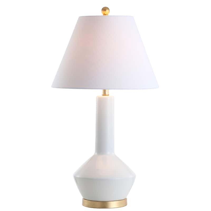 Brussels 29" Ceramic/Metal LED Table Lamp, Navy/Brass by JONATHAN Y - White