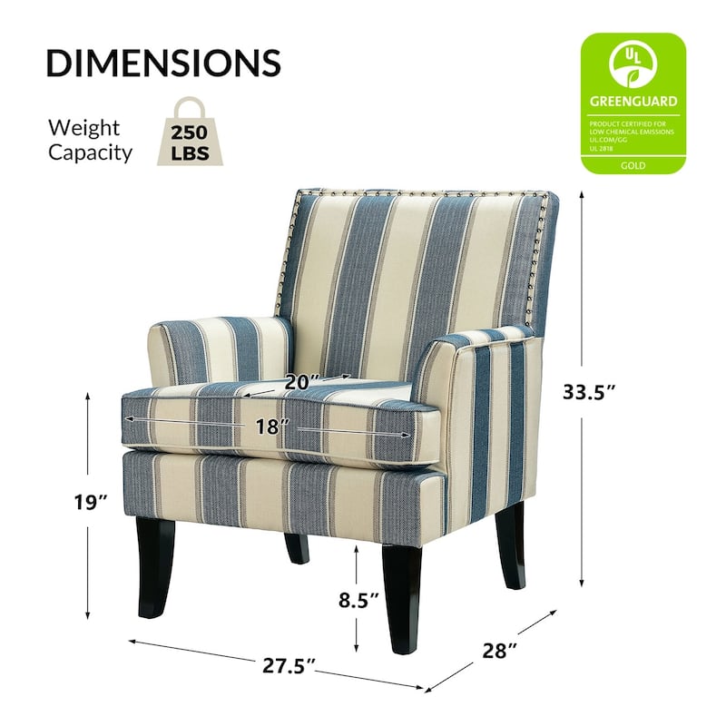 Akorda Classic Armchairs with Nailhead Trim and Solid Wood Legs Set of 2 by HULALA HOME