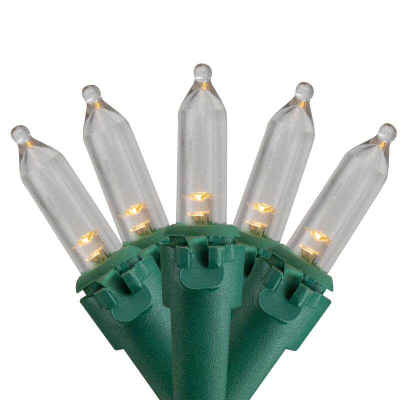 50 Count Battery Operated White Warm LED Mini Christmas Lights 32ft Green Wire - 32'