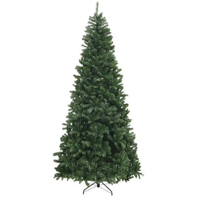 9ft Unlit Artificial Xmas Tree, 2132 Branch Tips, Auto Open, Realistic Holiday Decor with Sturdy Steel Base