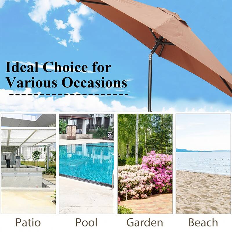 Ainfox 7.5ft Patio Umbrella Tilt Without Base Outdoor Hexagonal Umbrella