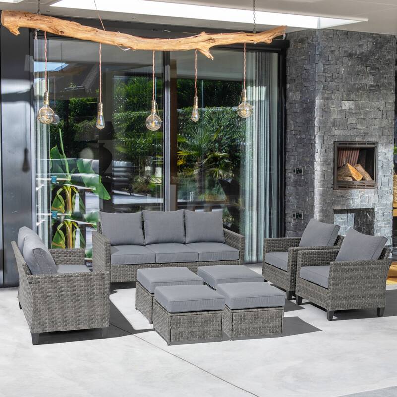 8-piece Outdoor Sectional Sofa Set Patio Furniture Set - Grey