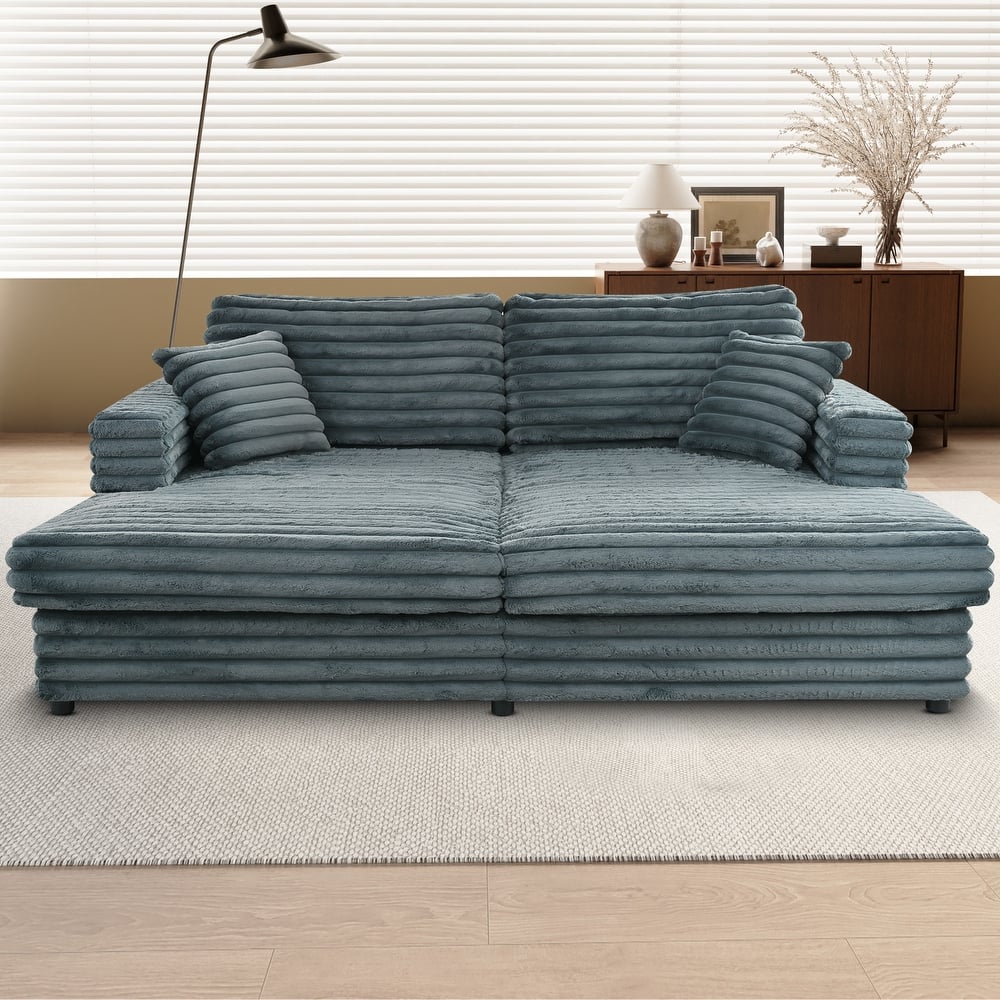 GDFStudio - Alexander Oversized Cloud Chaise Lounge with Fluffy Upholstery & Throw Pillows