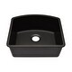 preview thumbnail 1 of 7, 23 Inch Lexicon Platinum Quartz Composite Drop-in Undermount D-Shaped Single Bowl Galaxy Black Kitchen Sink LP-2321D-K-SO Galaxy Black