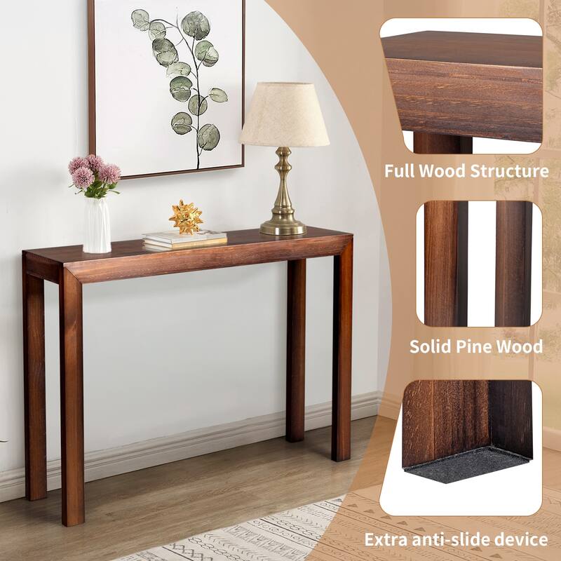 Pinewood Entryway Table Console with Sturdy Surface 220 lbs - 46.1 x 11.8 x 31.9 in