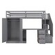 preview thumbnail 16 of 34, Twin Loft Bed with Wardrobe, Desk, Drawers, Cabinet, and Staircase, Grey