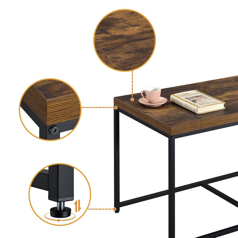3 Piece Rectangle Coffee Table Set with Metal Base