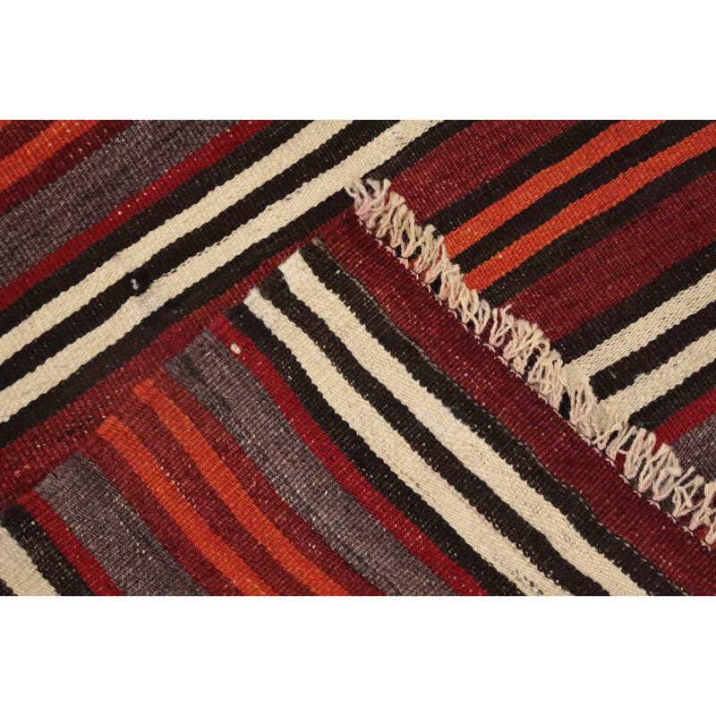 Hand Woven Oriental 100% Wool Carpet Southwestern Geometric Multi-Colored Kilim Area Rug - 10' 4'' X 5' 4''