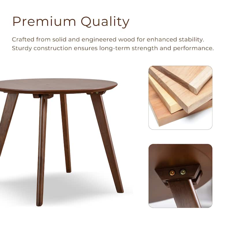 Furniture of America Beck Mid-century Modern Walnut 23-inch Accent Round Side Table
