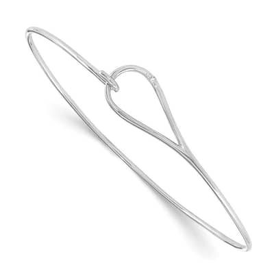 Curata 925 Sterling Silver Polished Modern Teardrop .01 Ct Diamond Accent Hook Bangle Bracelet