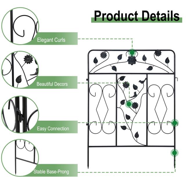 Metal Garden Fence Border 32" X 24" 5 Pack Tall Outdoor Animal Barrie