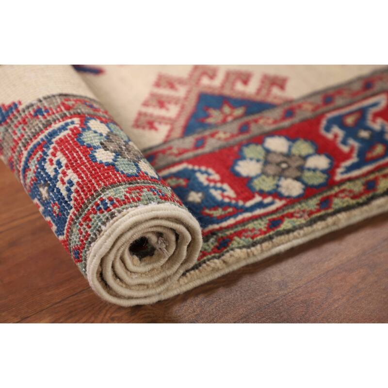 Traditional Red Kazak Foyer Rug Hand-Knotted Wool Carpet - 2'10" x 3'11"