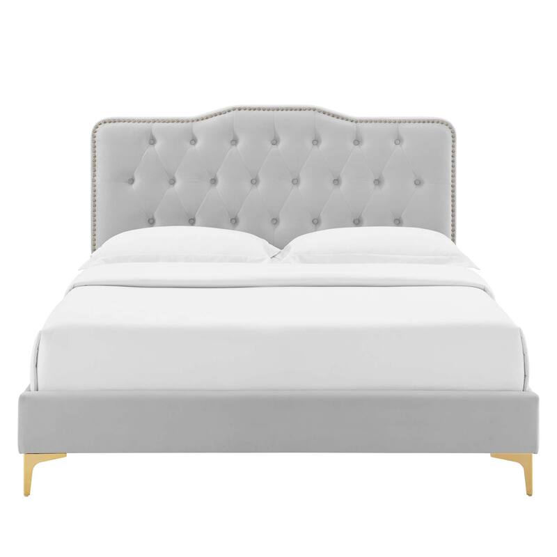 Amber Performance Velvet Queen Platform Bed