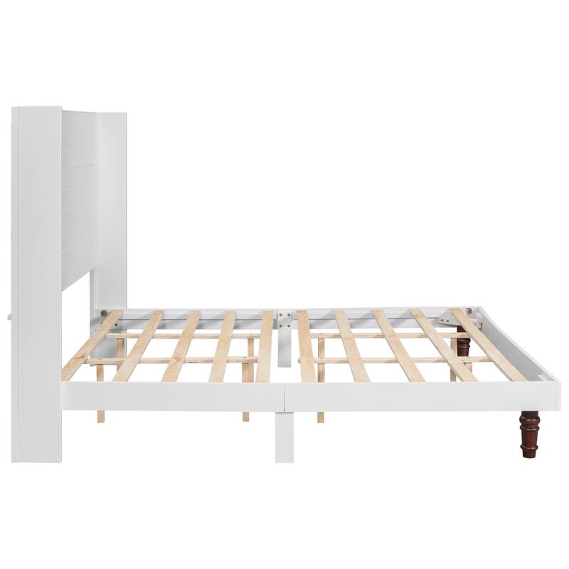 Elegant High Headboard King Size Bed with Comfortable Back Support in White