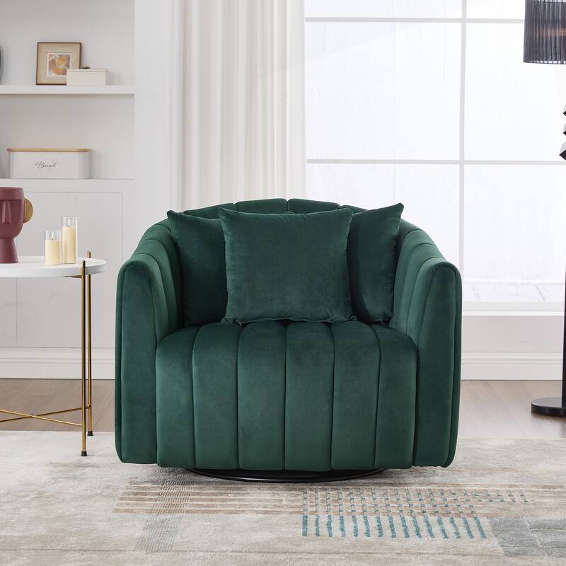 Comfortable Oversized Velvet Swivel Chair with Multiple Pillows for Various Rooms