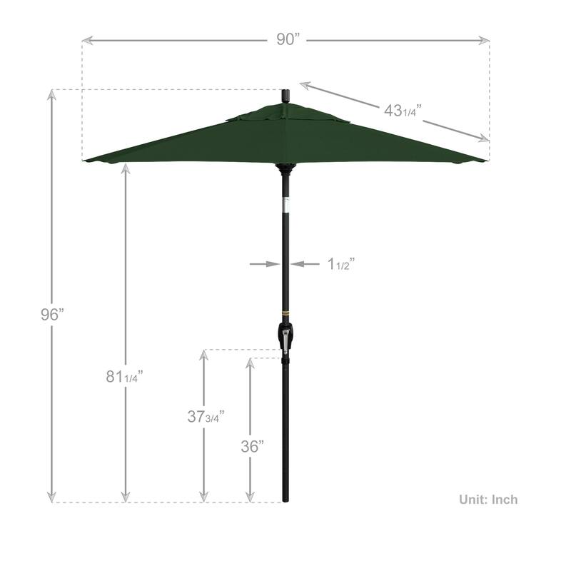 California Umbrella 7.5' Rd. Aluminum Patio Umbrella, Crank Lift with Push Button Tilt, Black Finish, Pacifica Fabric