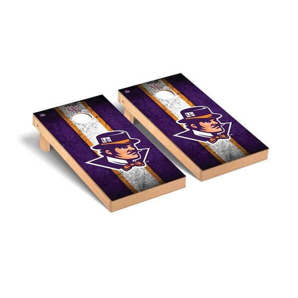 slide 2 of 5, University Of Evansville Purple Aces Cornhole Board Set - Vintage Wooden